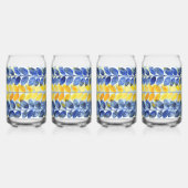 Gele en blauwe bladeren blikvorm glas (Voorkant)