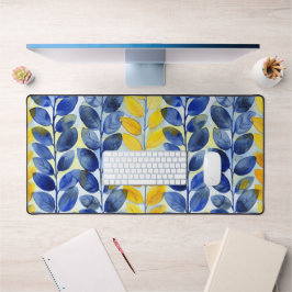 Gele en blauwe bladeren bureaumat