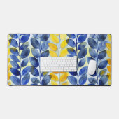 Gele en blauwe bladeren bureaumat (Keyboard & Muis)