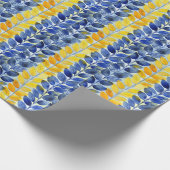 Gele en blauwe bladeren cadeaupapier (Hoek)