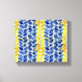 Gele en blauwe bladeren canvas afdruk (Voorkant)