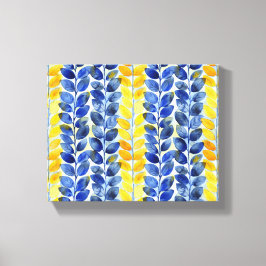 Gele en blauwe bladeren canvas afdruk