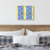 Gele en blauwe bladeren canvas afdruk (Insitu (Slaapkamer))