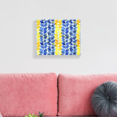 Gele en blauwe bladeren canvas afdruk (Insitu (Woonkamer))