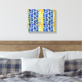 Gele en blauwe bladeren canvas afdruk (Insitu (Slaapkamer))