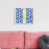 Gele en blauwe bladeren canvas afdruk (Insitu (Woonkamer))
