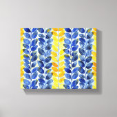Gele en blauwe bladeren canvas afdruk (Voorkant)