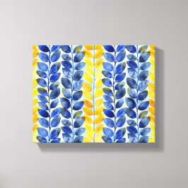 Gele en blauwe bladeren canvas afdruk