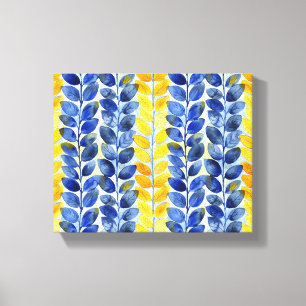 Gele en blauwe bladeren canvas afdruk