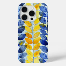 Gele en Blauwe Bladeren iPhone 15 Pro Case