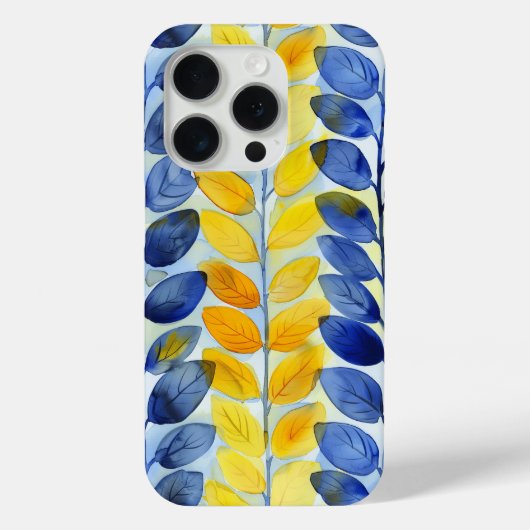 Gele en Blauwe Bladeren Case-Mate iPhone Case (Achterkant)