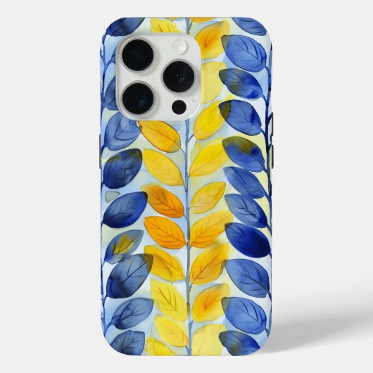 Gele en Blauwe Bladeren Case-Mate iPhone Case (Achterkant)