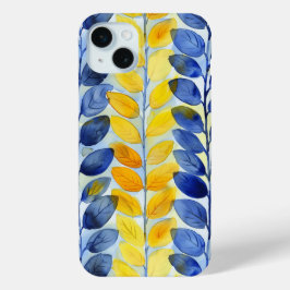 Gele en Blauwe Bladeren iPhone 15 Mini Hoesje