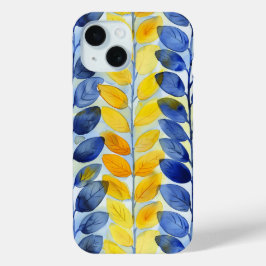 Gele en Blauwe Bladeren iPhone 15 Case