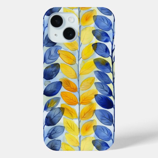 Gele en Blauwe Bladeren Case-Mate iPhone Case (Achterkant)
