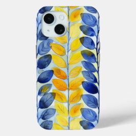 Gele en Blauwe Bladeren iPhone 15 Case