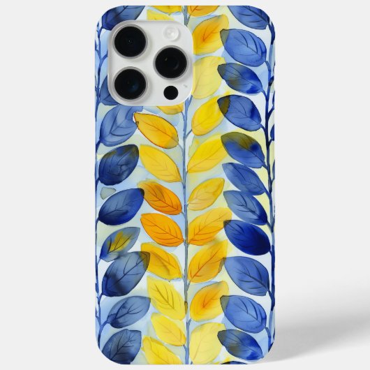 Gele en Blauwe Bladeren Case-Mate iPhone Case (Achterkant)