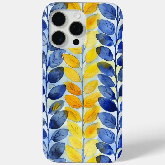 Gele en Blauwe Bladeren Case-Mate iPhone Case (Achterkant)
