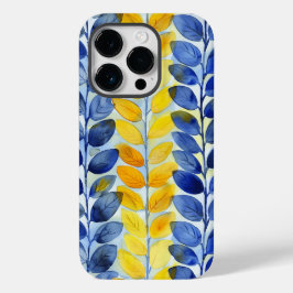 Gele en blauwe bladeren Case-Mate iPhone 14 pro hoesje