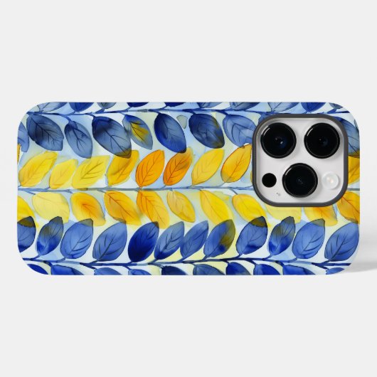 Gele en blauwe bladeren Case-Mate iPhone case (Achterkant (horizontaal))
