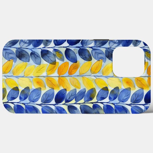 Gele en blauwe bladeren Case-Mate iPhone case (Achterkant (horizontaal))