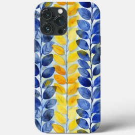 Gele en blauwe bladeren Case-Mate iPhone case
