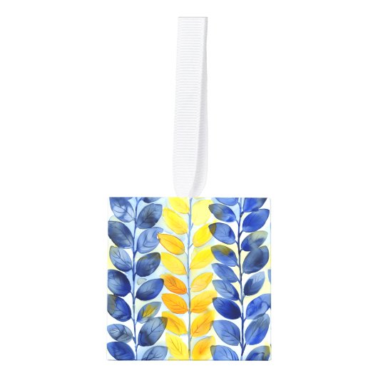 Gele en blauwe bladeren decoratie (Voorkant)