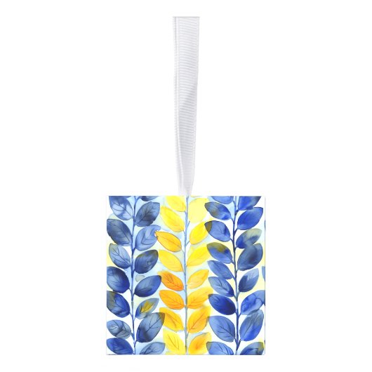 Gele en blauwe bladeren decoratie (Rechts)