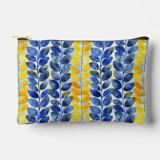 Gele en Blauwe Bladeren Etui (Voorkant)