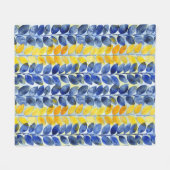 Gele en blauwe bladeren fleece deken (Voorkant (Horizontaal))