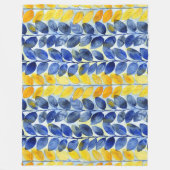 Gele en blauwe bladeren fleece deken (Voorkant)
