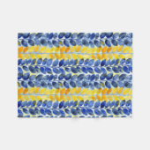 Gele en blauwe bladeren fleece deken (Voorkant (Horizontaal))