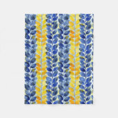 Gele en blauwe bladeren fleece deken (Voorkant)