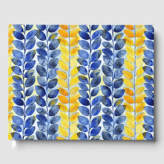 Gele en blauwe bladeren gastenboek (Voorkant)