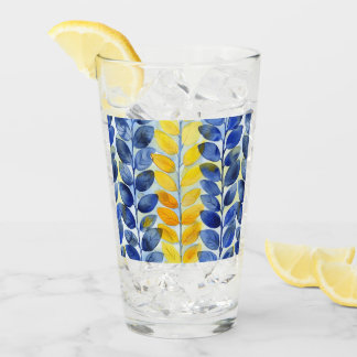 Gele en blauwe bladeren glas