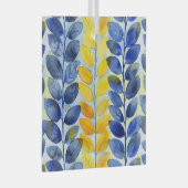 Gele en blauwe bladeren glas ornament (Voorkant Rechts)