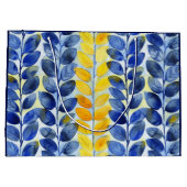 Gele en blauwe bladeren groot cadeauzakje (Achterkant)