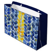 Gele en blauwe bladeren groot cadeauzakje (Achterkant Gekanteld)
