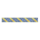 Gele en blauwe bladeren grosgrain lint (Voorkant)