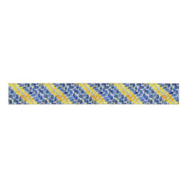Gele en blauwe bladeren grosgrain lint