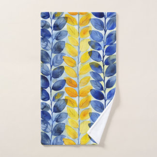 Gele en blauwe bladeren handdoek