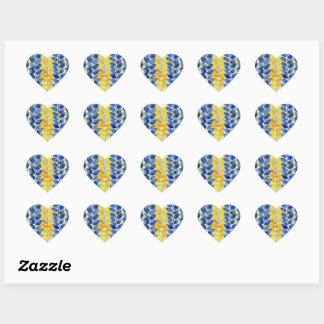 Gele en blauwe bladeren hart sticker