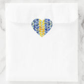 Gele en blauwe bladeren hart sticker (Tas)