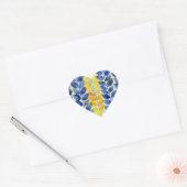 Gele en blauwe bladeren hart sticker (Envelop)