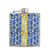 Gele en blauwe bladeren heupfles (Voorkant)