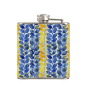 Gele en blauwe bladeren heupfles (Achterkant)