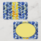 Gele en blauwe bladeren informatiekaartje (Voorkant / Achterkant)