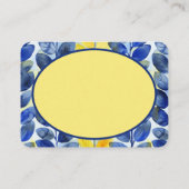 Gele en blauwe bladeren informatiekaartje (Achterkant)