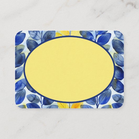 Gele en blauwe bladeren informatiekaartje (Achterkant)