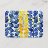 Gele en blauwe bladeren informatiekaartje (Voorkant)